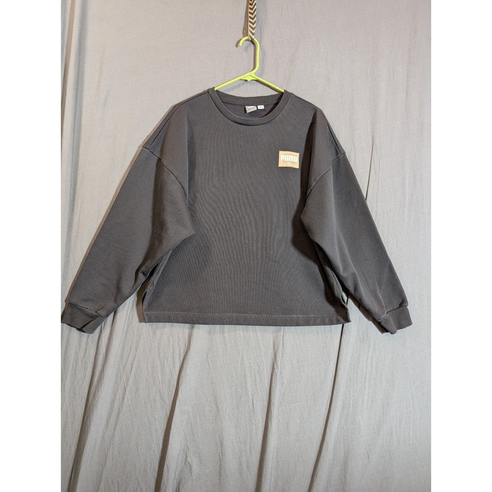 Puma Womens Sweatshirt Large Size Black Long Sleeves‎ Trendy Modern Pullover Top